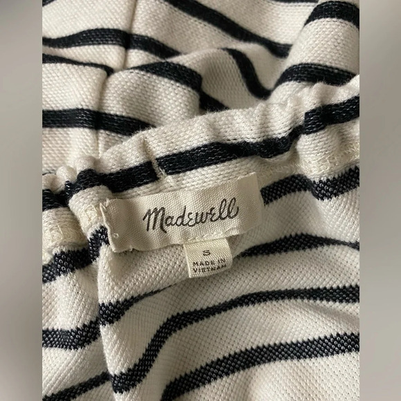 Madewell Tie Shoulder Romper in Stripe Pockets Size Small - Picture 8 of 9